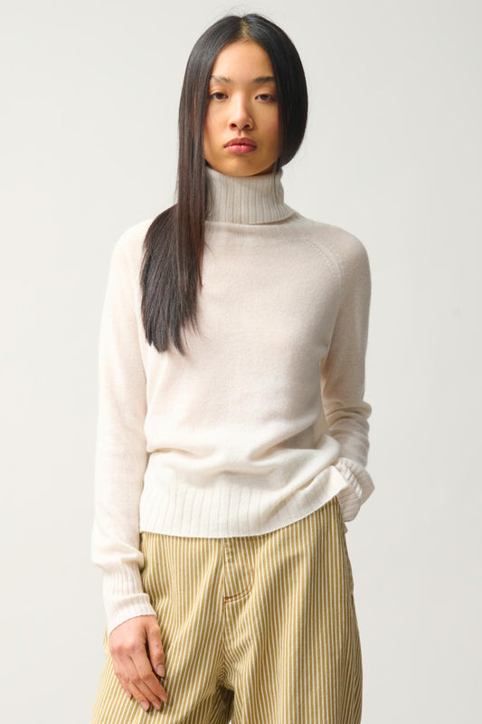 CASSY ivory turtleneck sweater 100% cashmere
