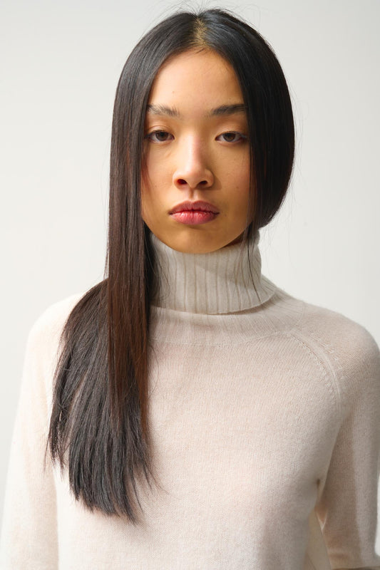 CASSY ivory turtleneck sweater 100% cashmere