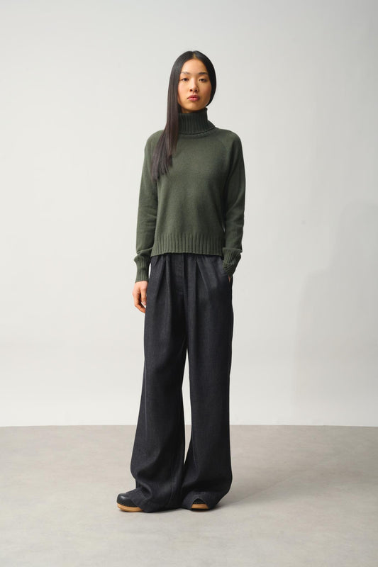 CASSY Rollkragenpullover khaki 100% Kaschmir