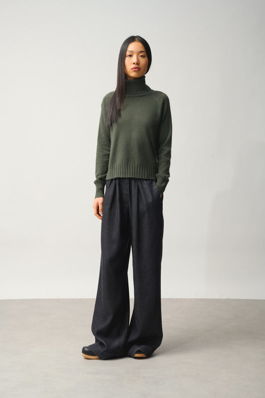 CASSY Rollkragenpullover khaki 100% Kaschmir