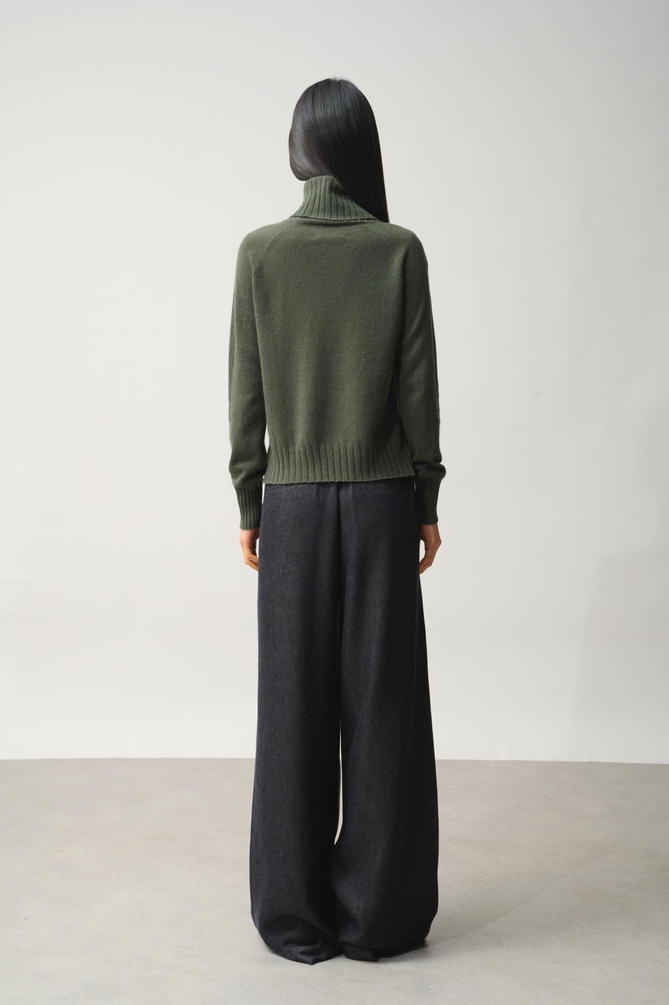 CASSY Rollkragenpullover khaki 100% Kaschmir