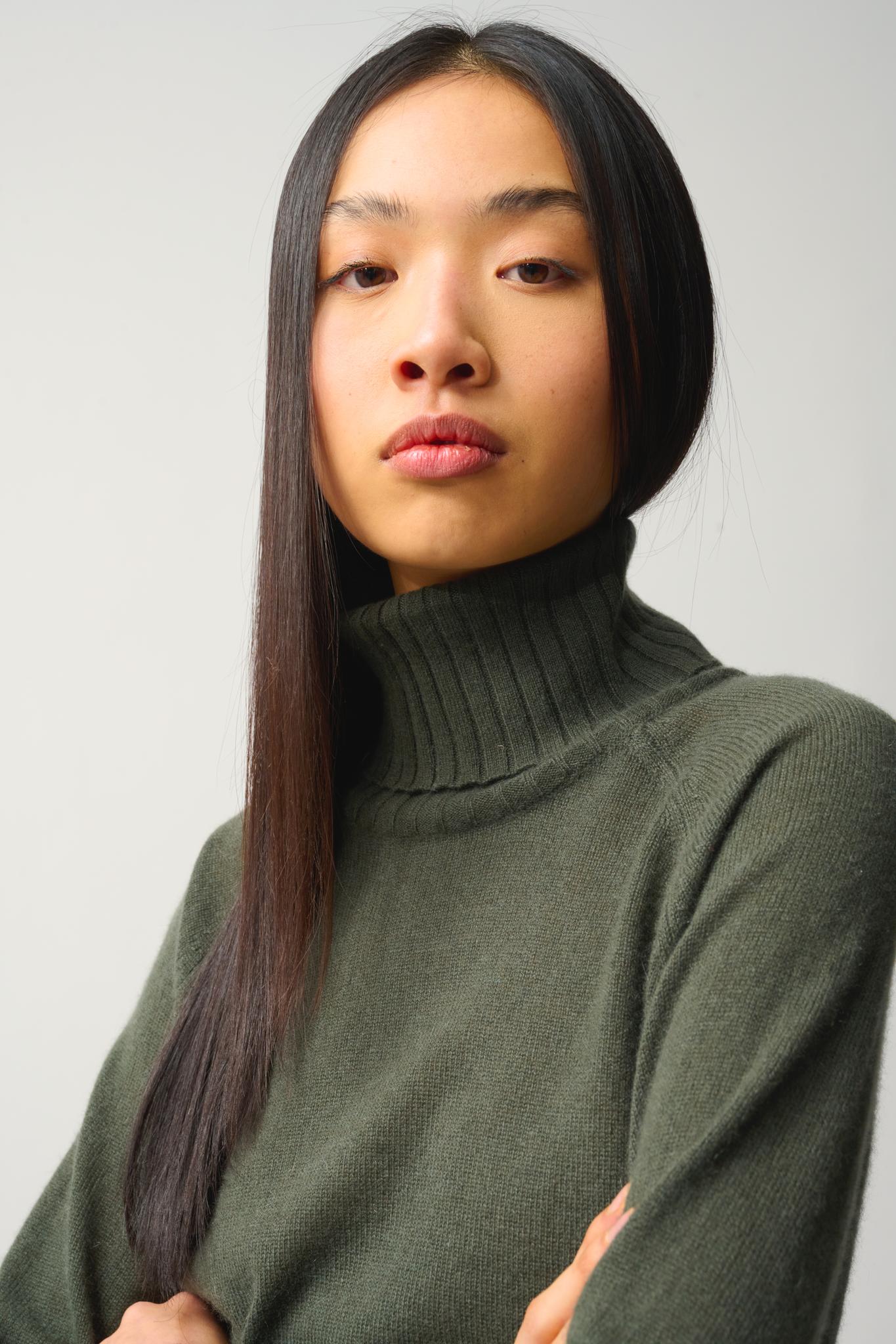 CASSY Rollkragenpullover khaki 100% Kaschmir