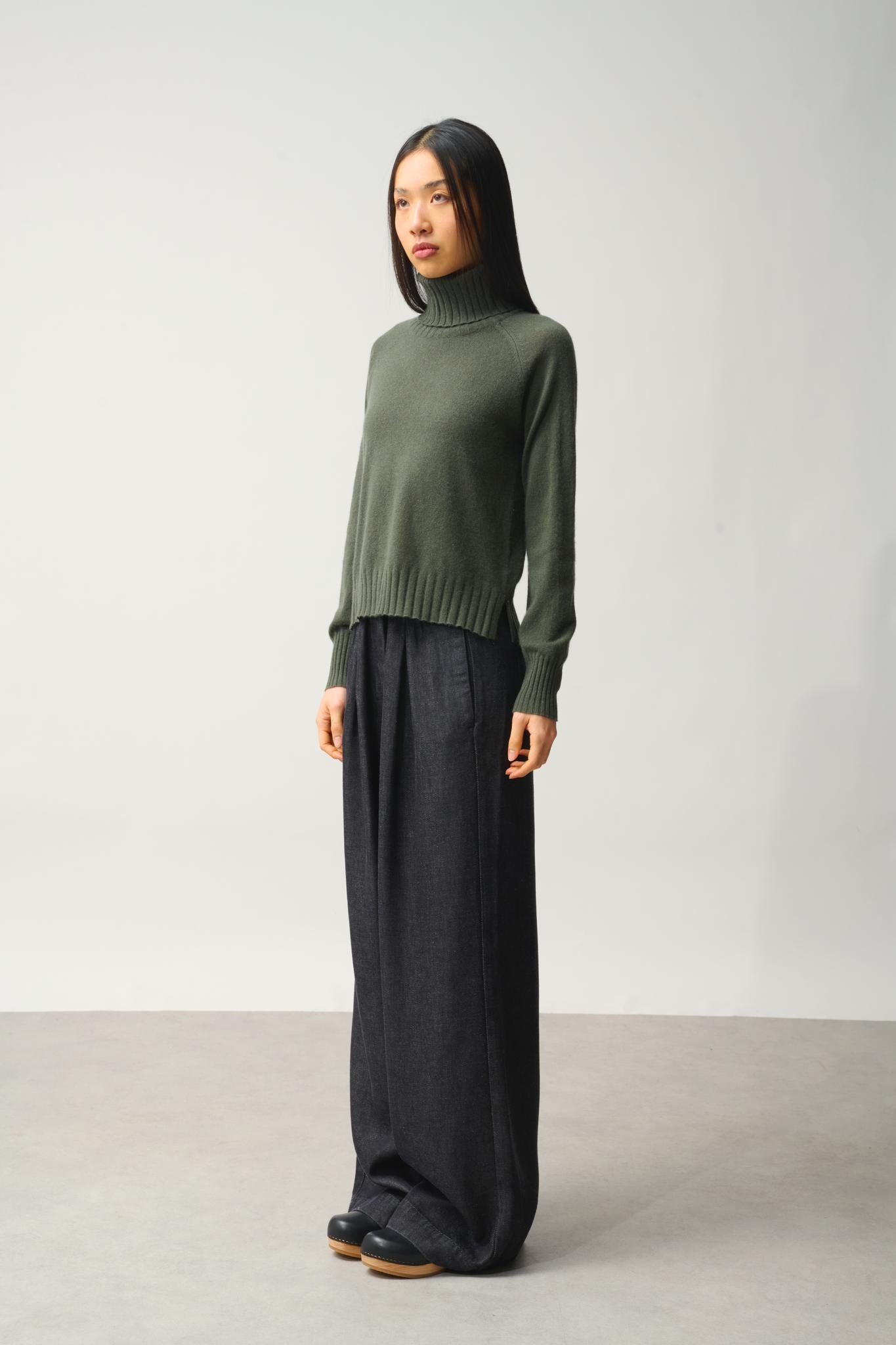 CASSY Rollkragenpullover khaki 100% Kaschmir