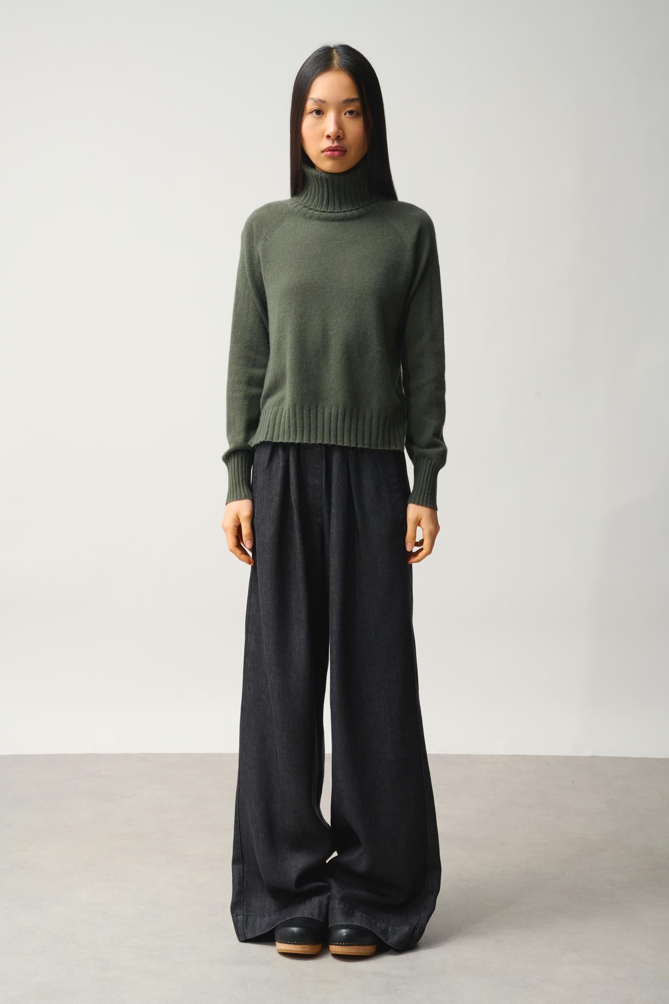 CASSY Rollkragenpullover khaki 100% Kaschmir