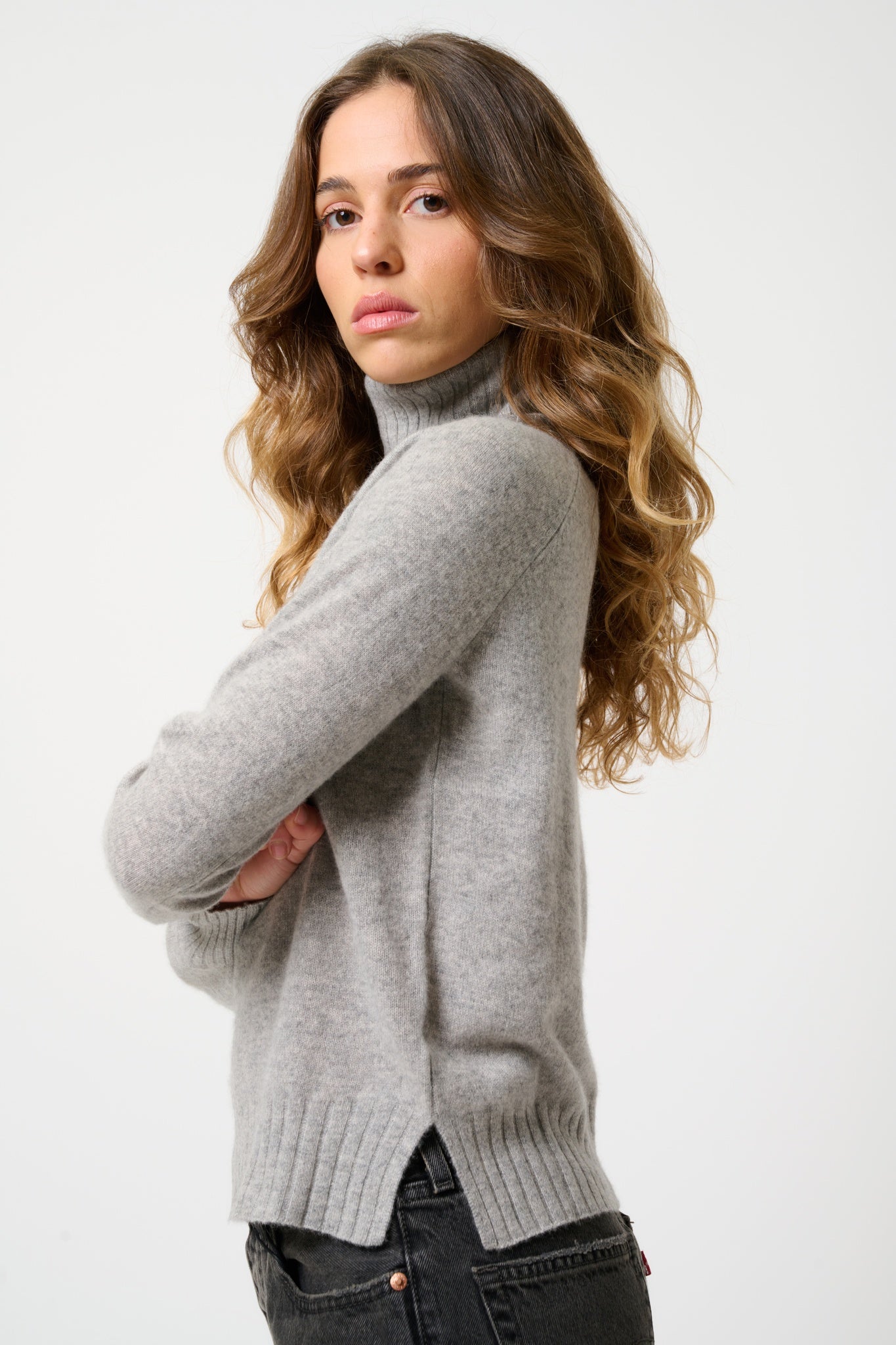 CASSY Rollkragenpullover Wolke meliert 100% Kaschmir