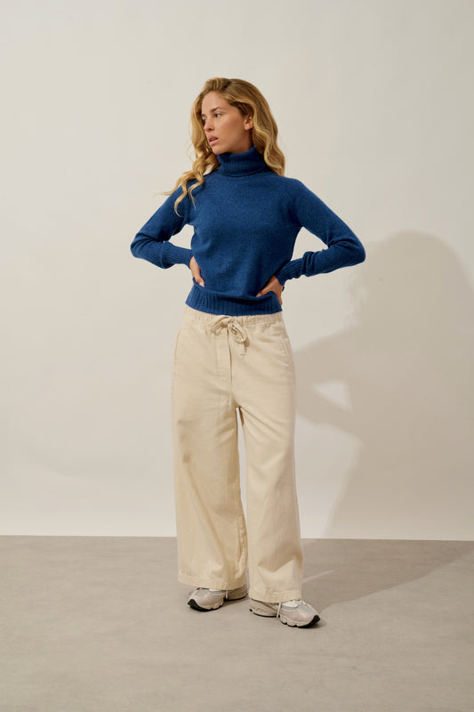 CASSY pull col roulé ocean chiné 100% cachemire