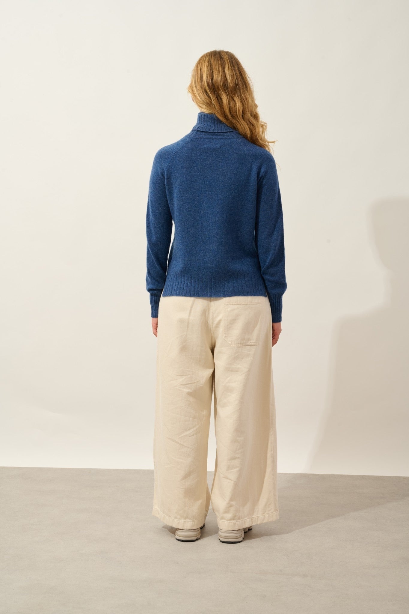 cassy pull col roulé ocean chiné 100% cachemire