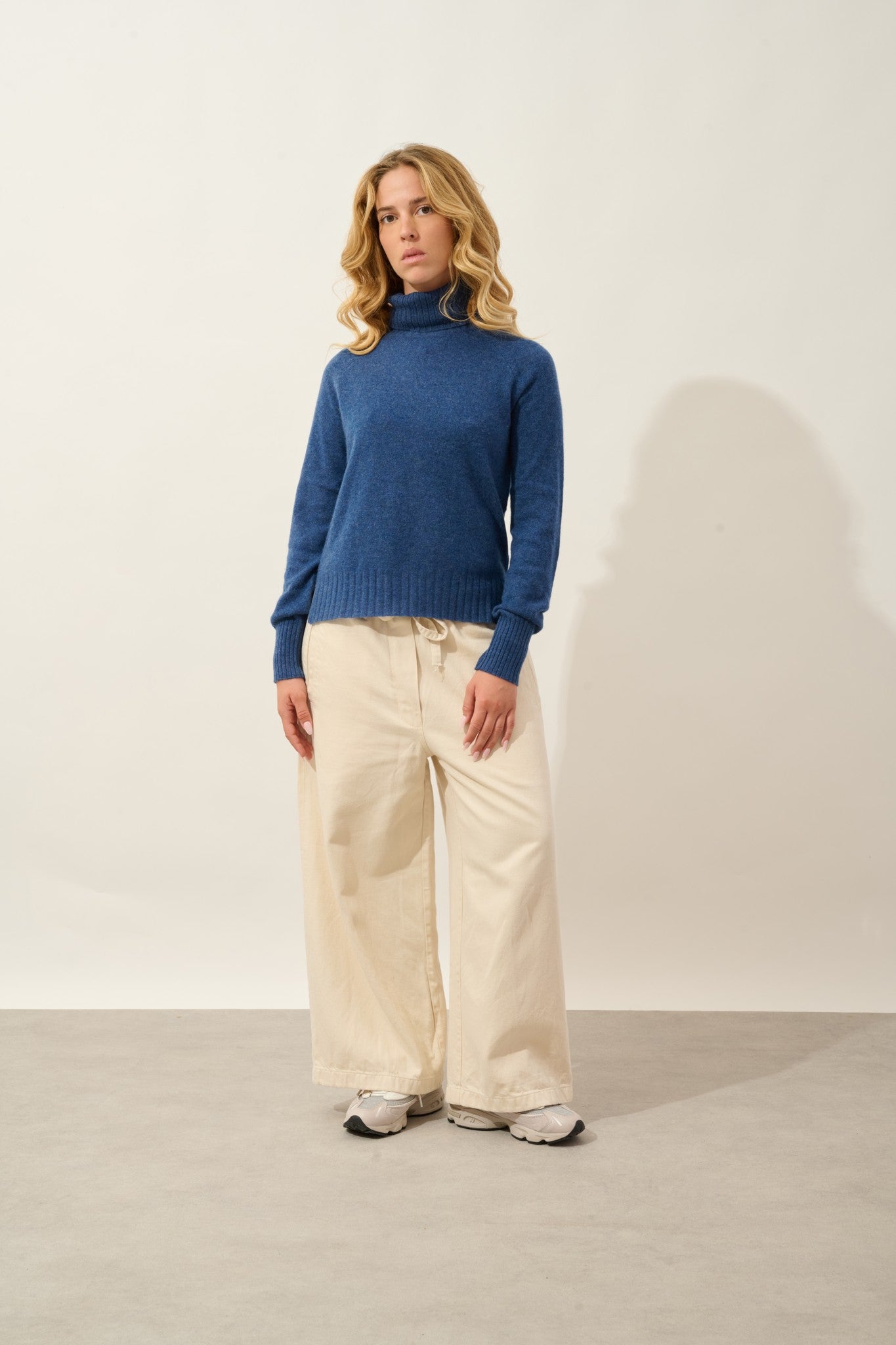 cassy pull col roulé ocean chiné 100% cachemire