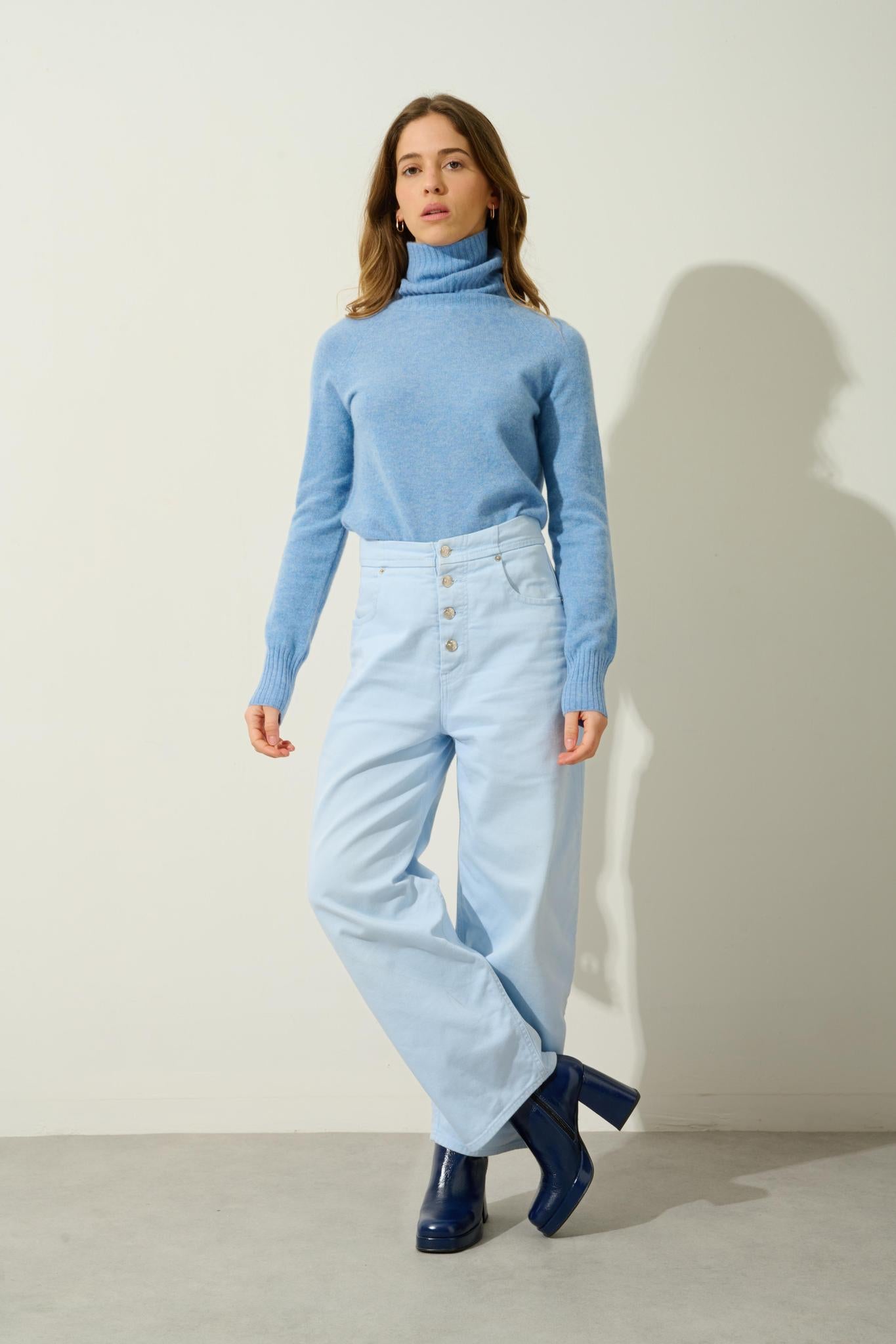 CASSY Rollkragenpullover sky 100% Kaschmir