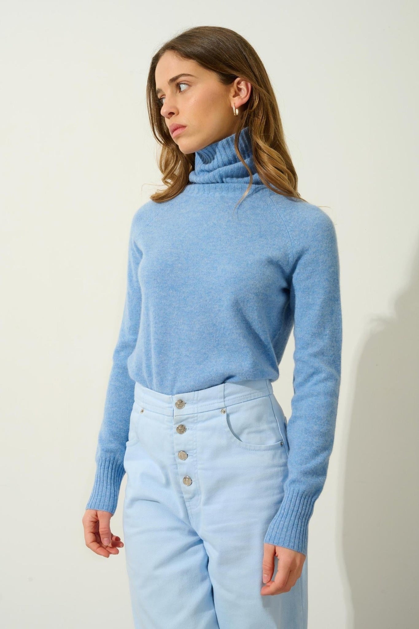 CASSY turtleneck sweater sky 100% cashmere