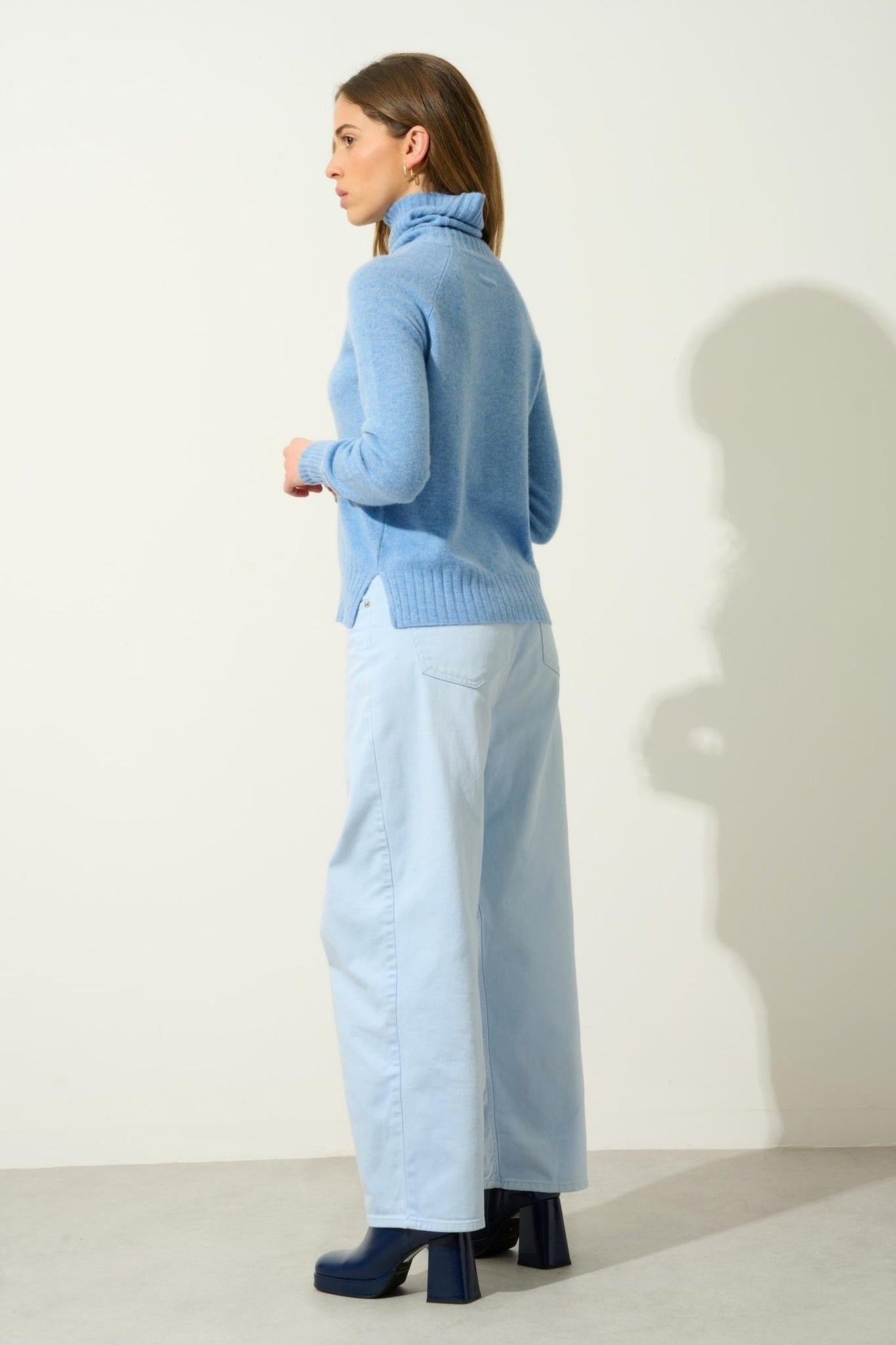 CASSY turtleneck sweater sky 100% cashmere