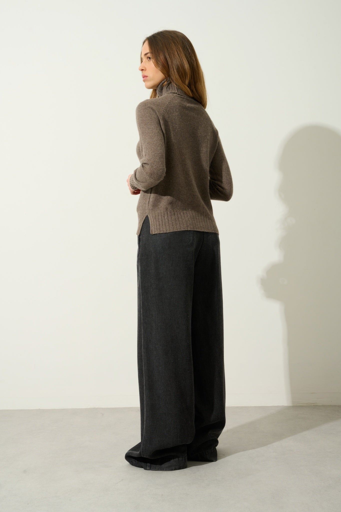 CASSY Rollkragenpullover taupe meliert 100% Kaschmir