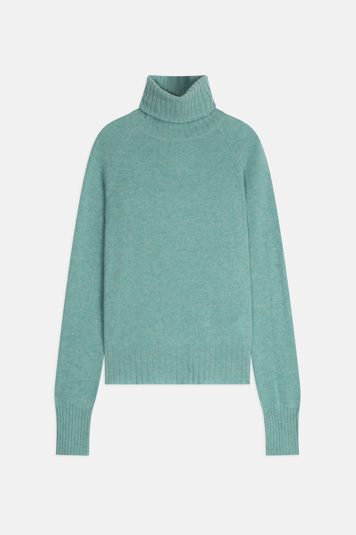 cassy pull col roulé vert chiné 100% cachemire