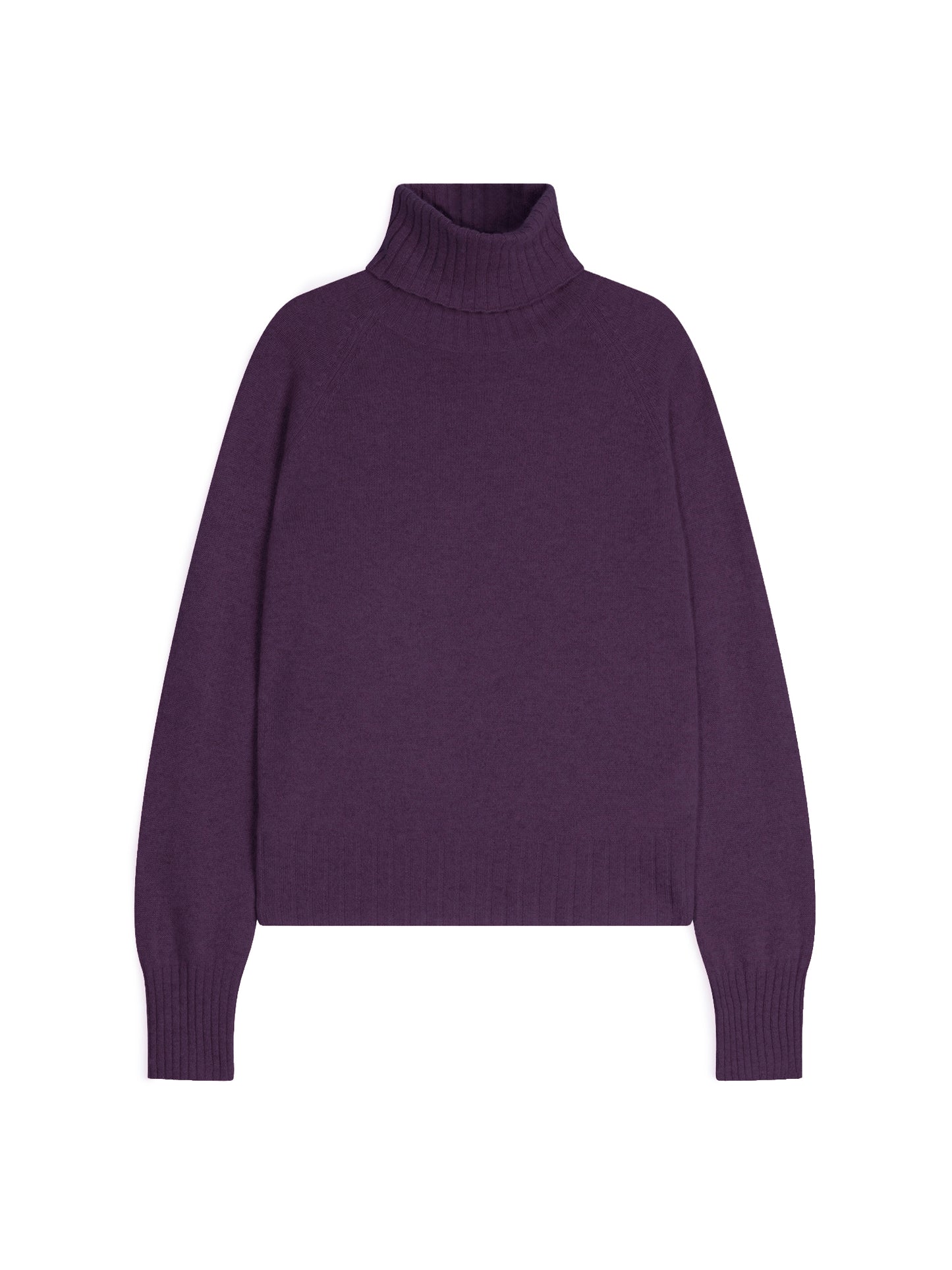 CASSY pull col roulé violet chiné 100% cachemire