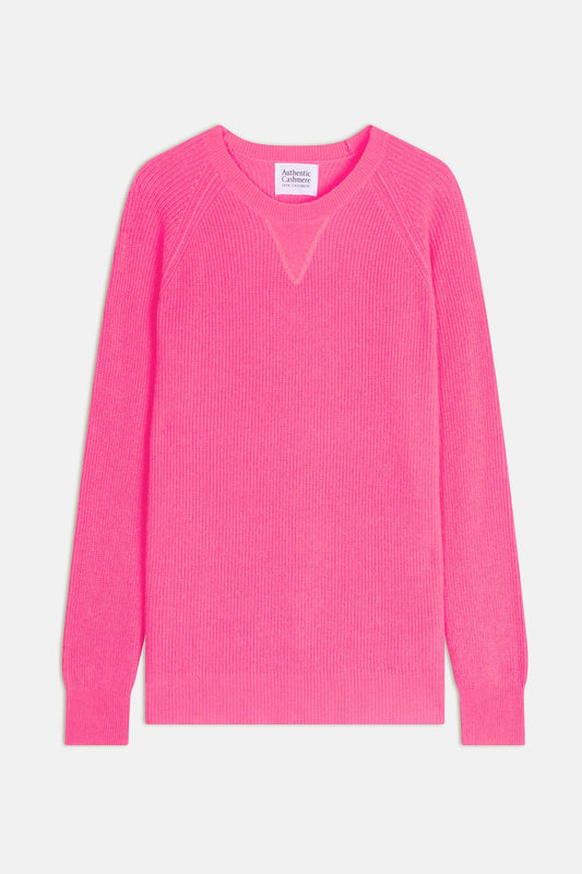 célimène pull col rond rose fluo 100% cachemire