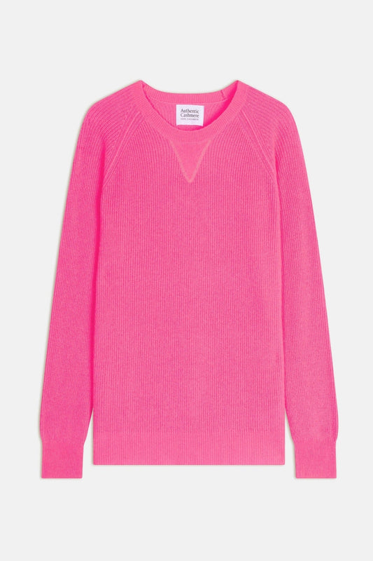 célimène pull col rond rose fluo 100% cachemire