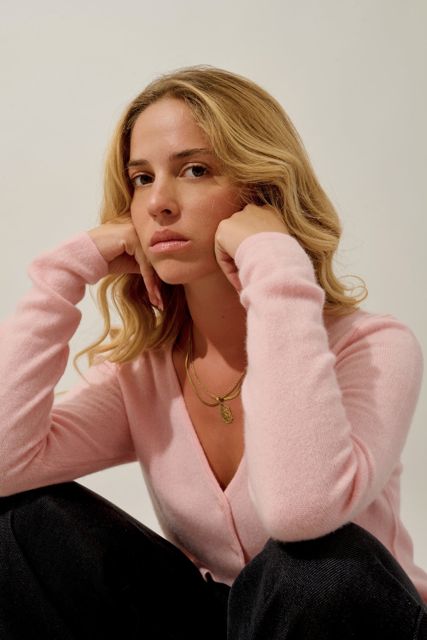 CHALAIS Strickjacke mit V-Ausschnitt Ballerina 100% Kaschmir