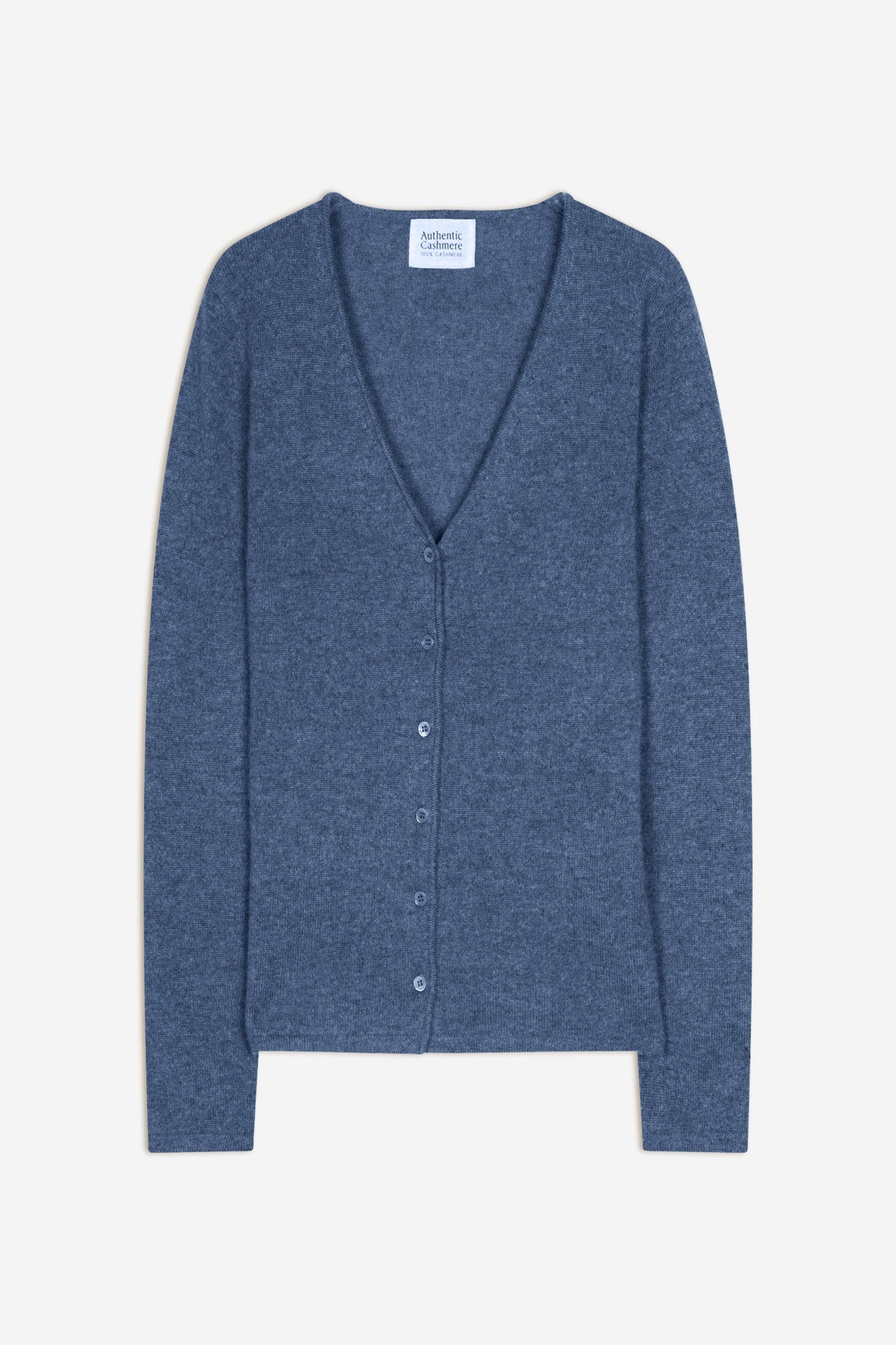 chalais cardigan col v bleu denim 100% cachemire