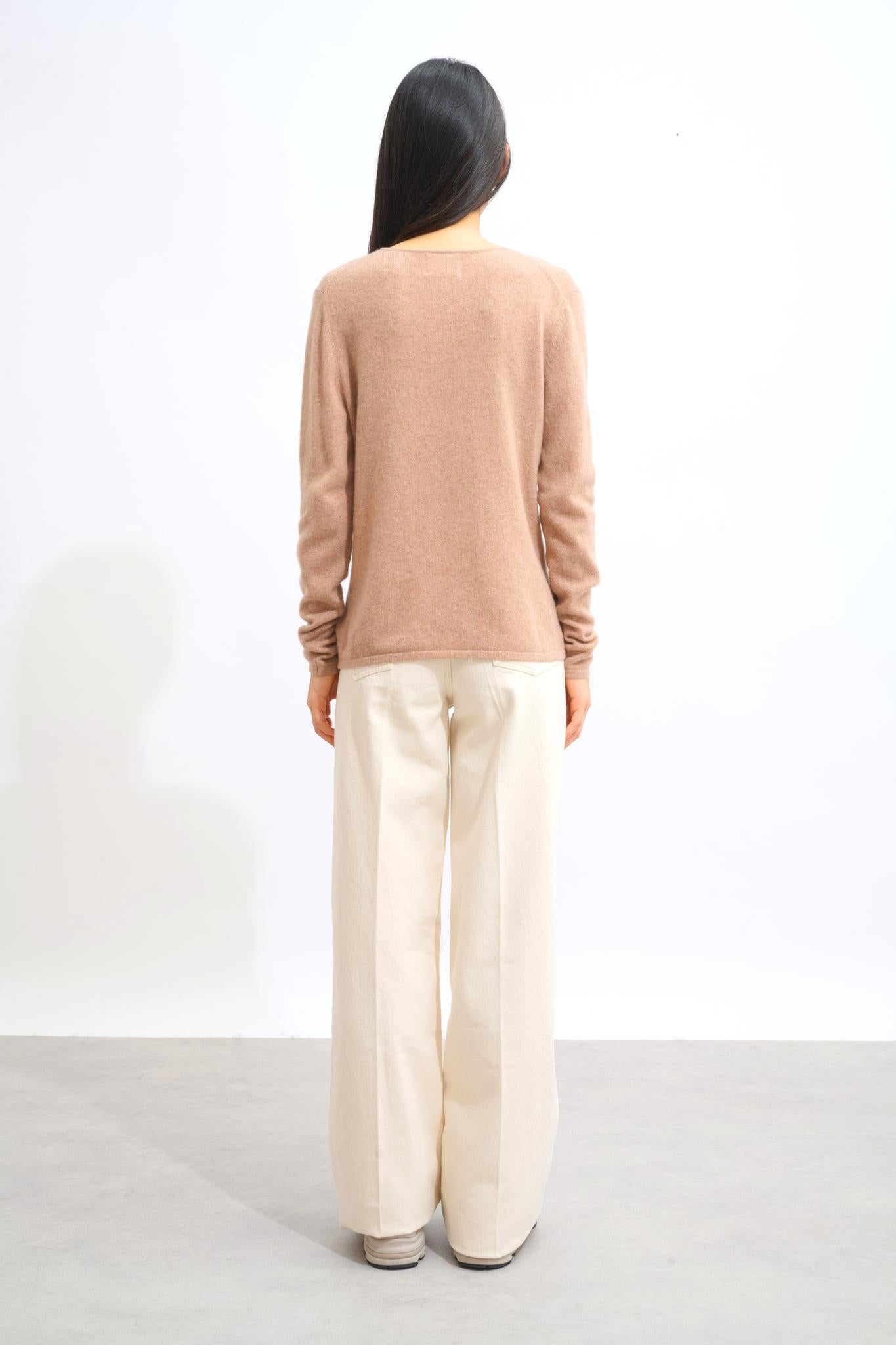 CHALAIS camel v-neck cardigan 100% cashmere