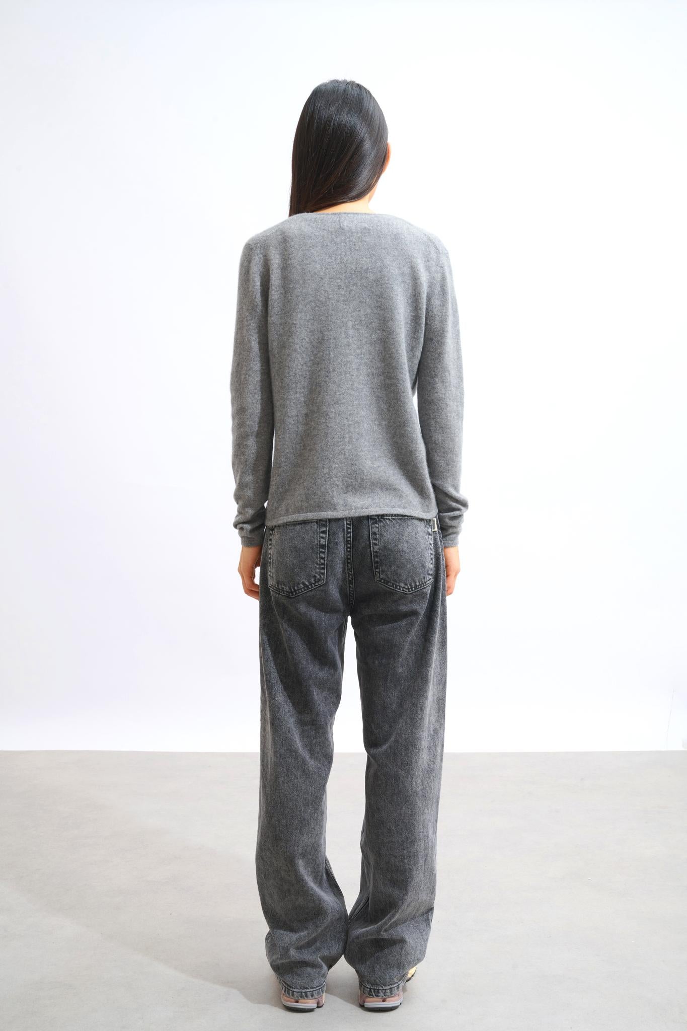 CHALAIS cardigan v-neck flannel mottled 100% cashmere