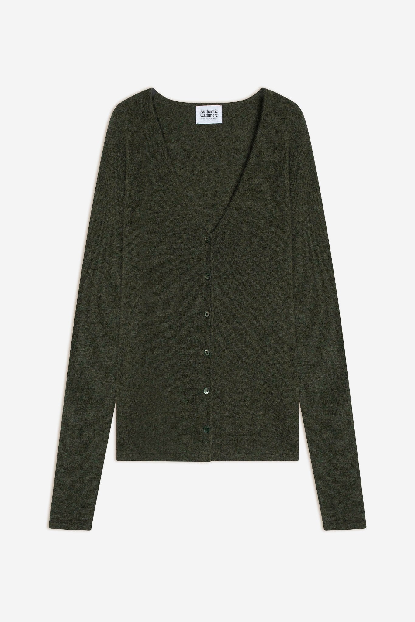 chalais cardigan col v kaki chiné 100% cachemire