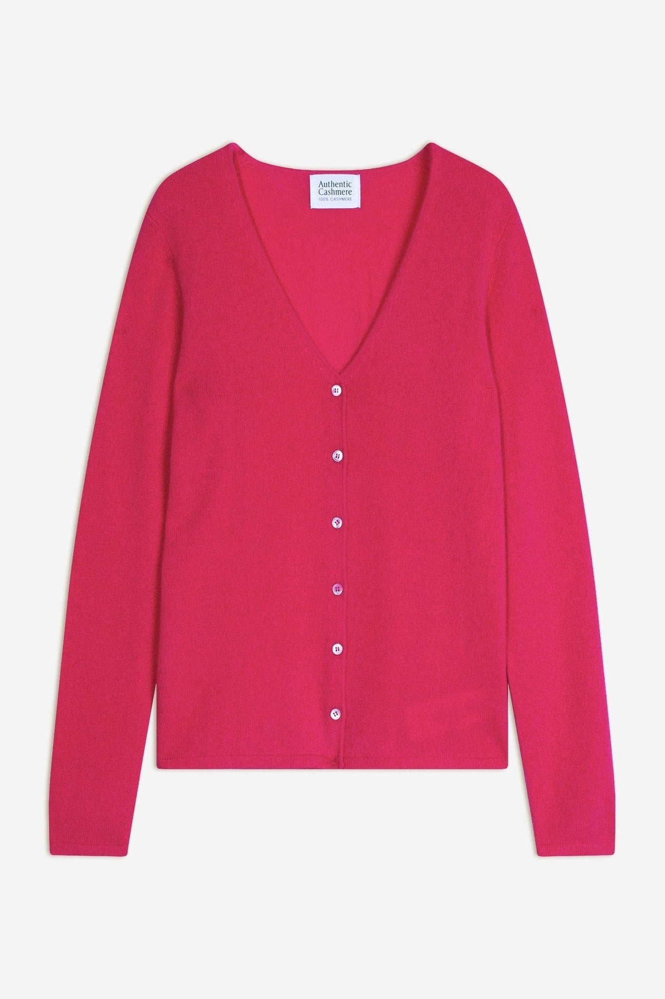 chalais cardigan col v magenta red 100% cachemire