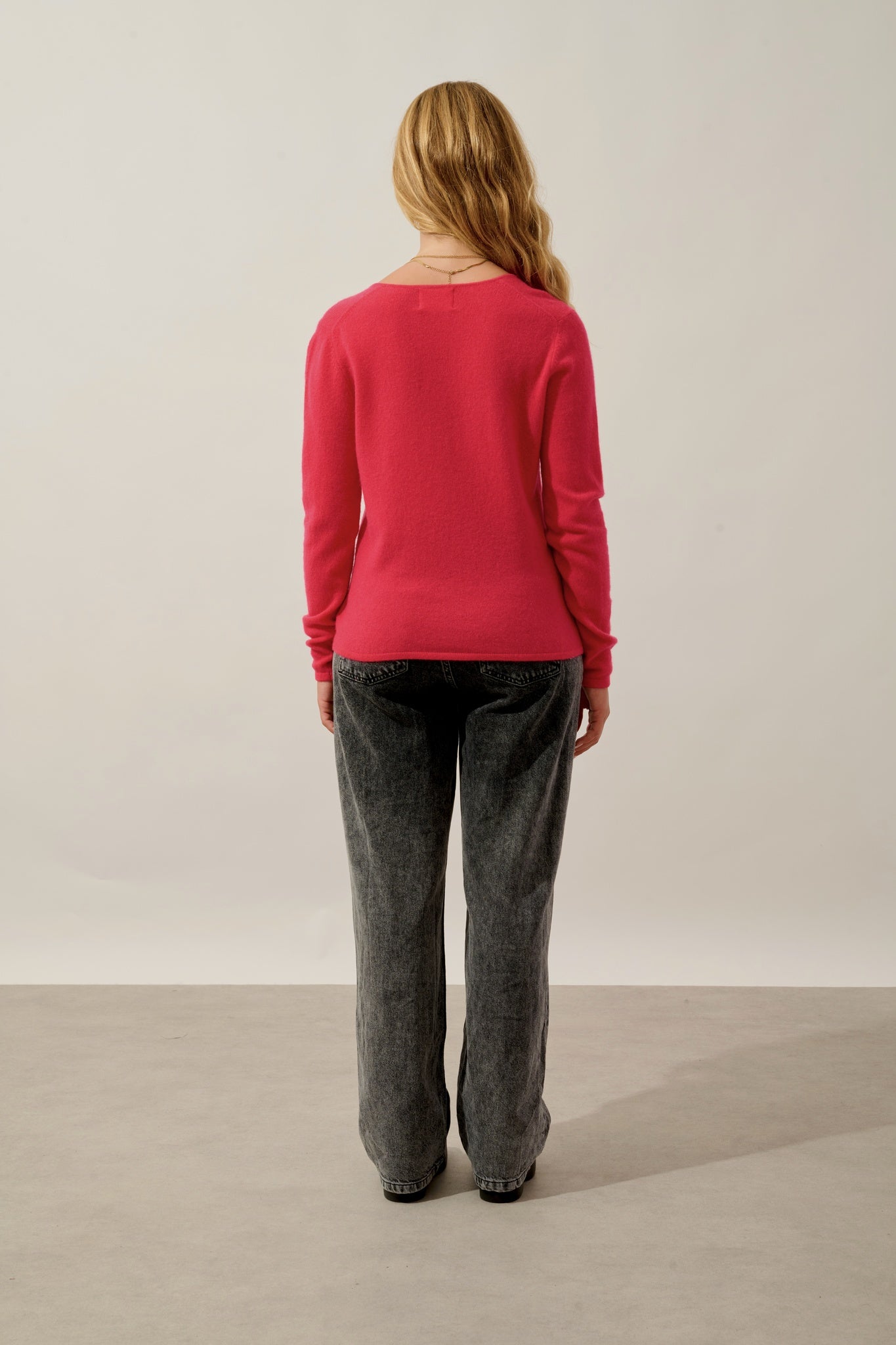 CHALAIS cardigan col v magenta red 100% cachemire