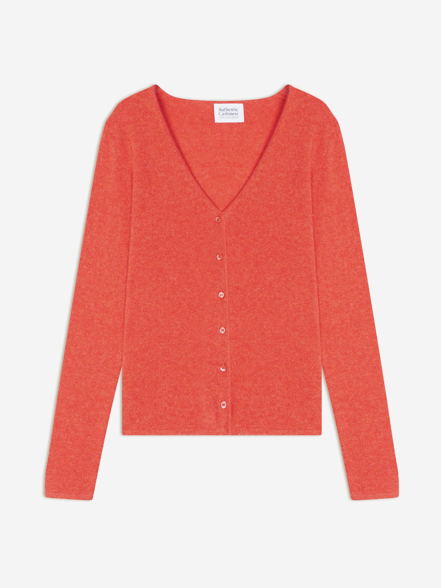 CHALAIS cardigan col v orange chiné 100% cachemire