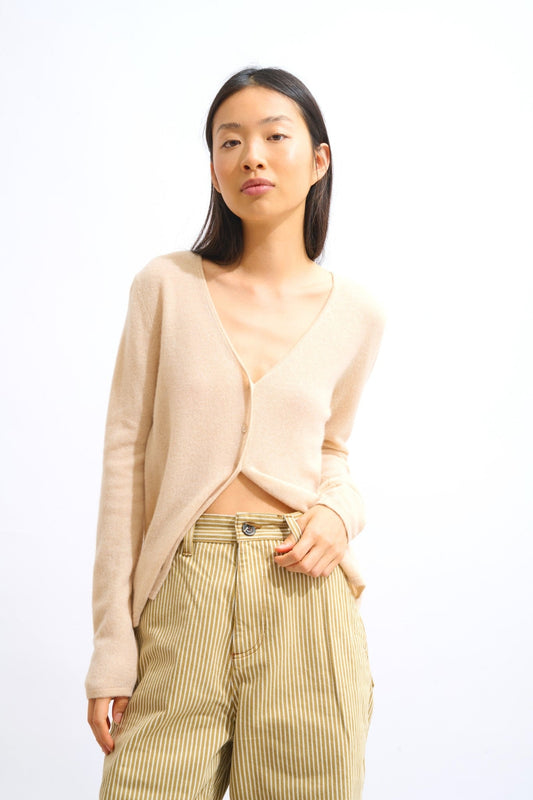 chalais cardigan col v sable 100% cachemire