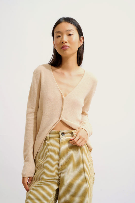 CHALAIS cardigan col v sable 100% cachemire