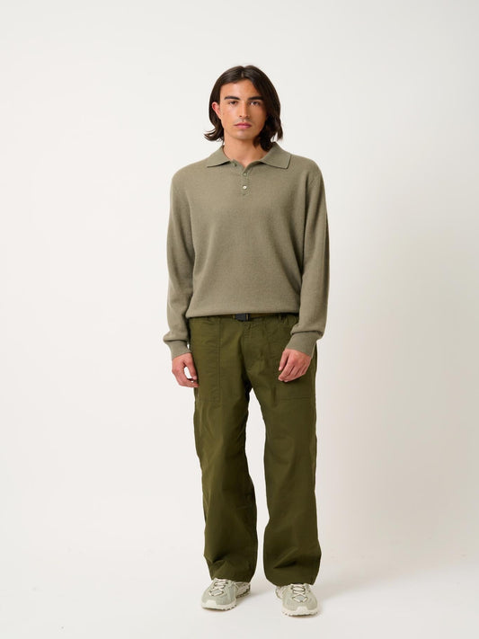 CHARVET polo long sleeves army 100% cashmere