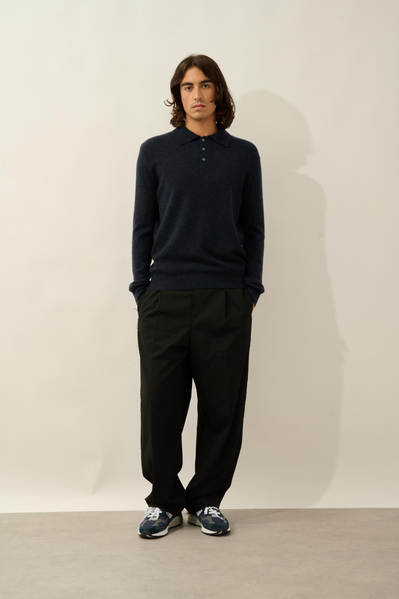 CHARVET polo manches longues caviar 100% cachemire