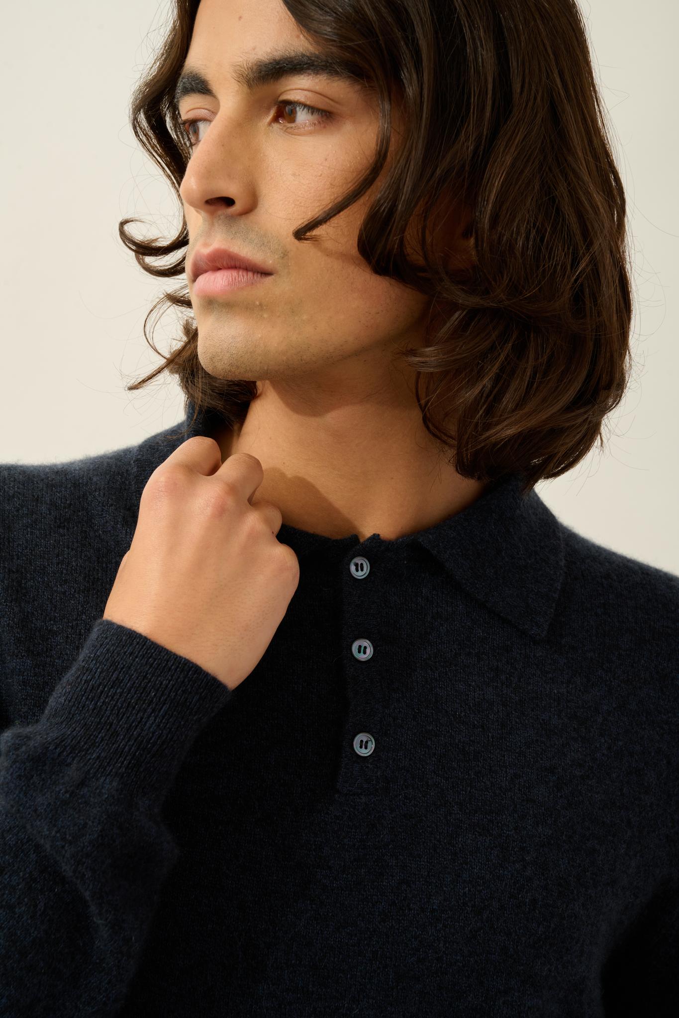 CHARVET polo manches longues caviar 100% cachemire