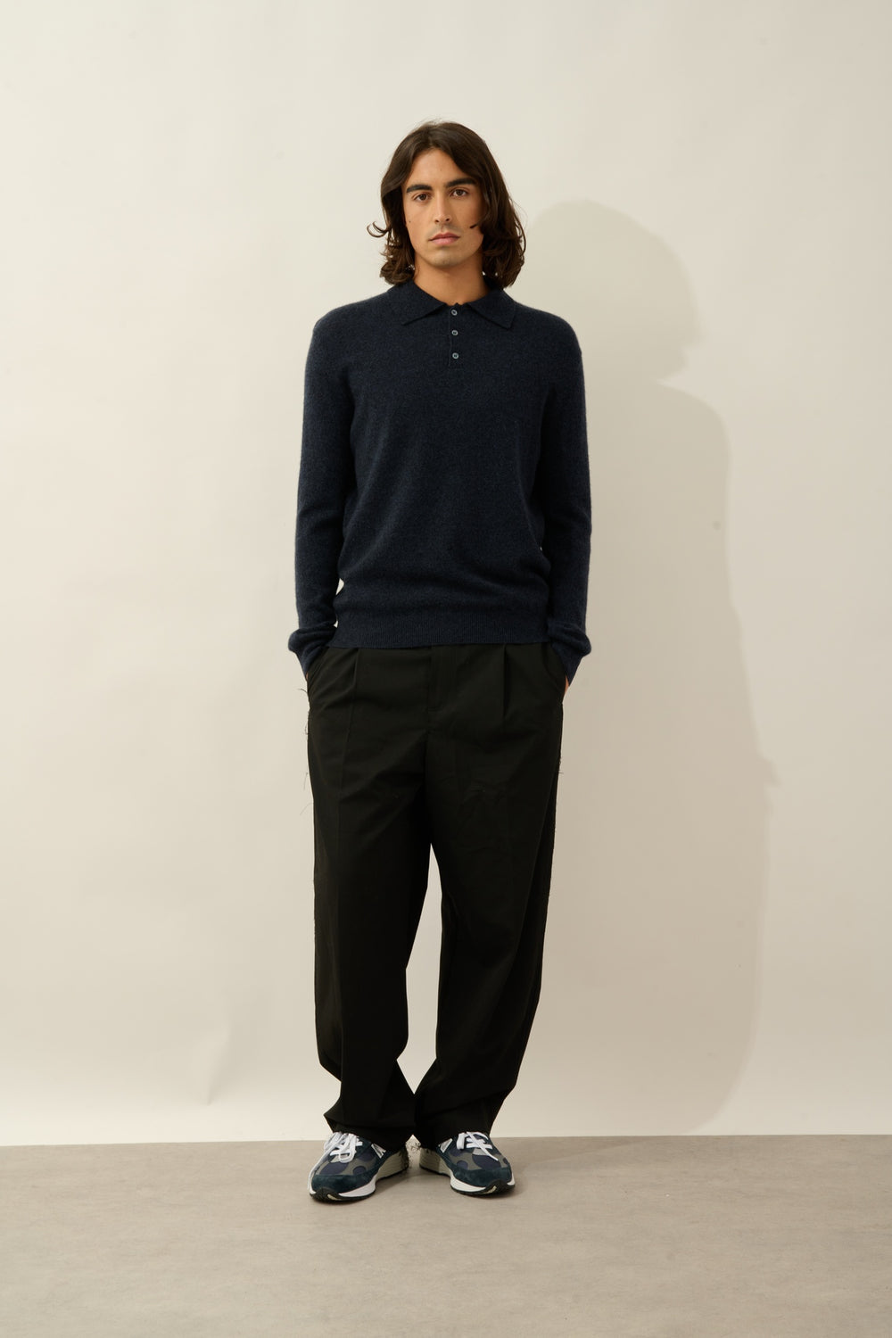 CHARVET polo manches longues caviar 100% cachemire