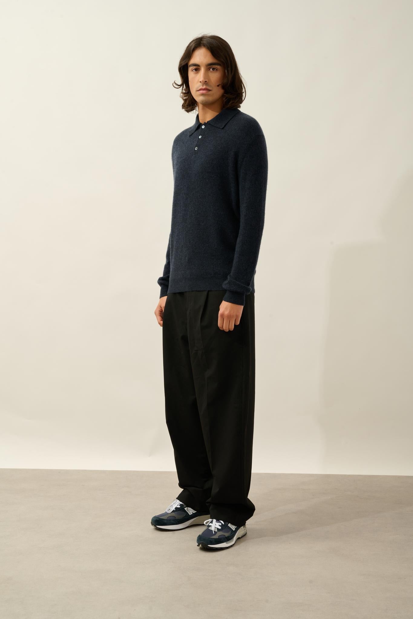 CHARVET polo manches longues caviar 100% cachemire