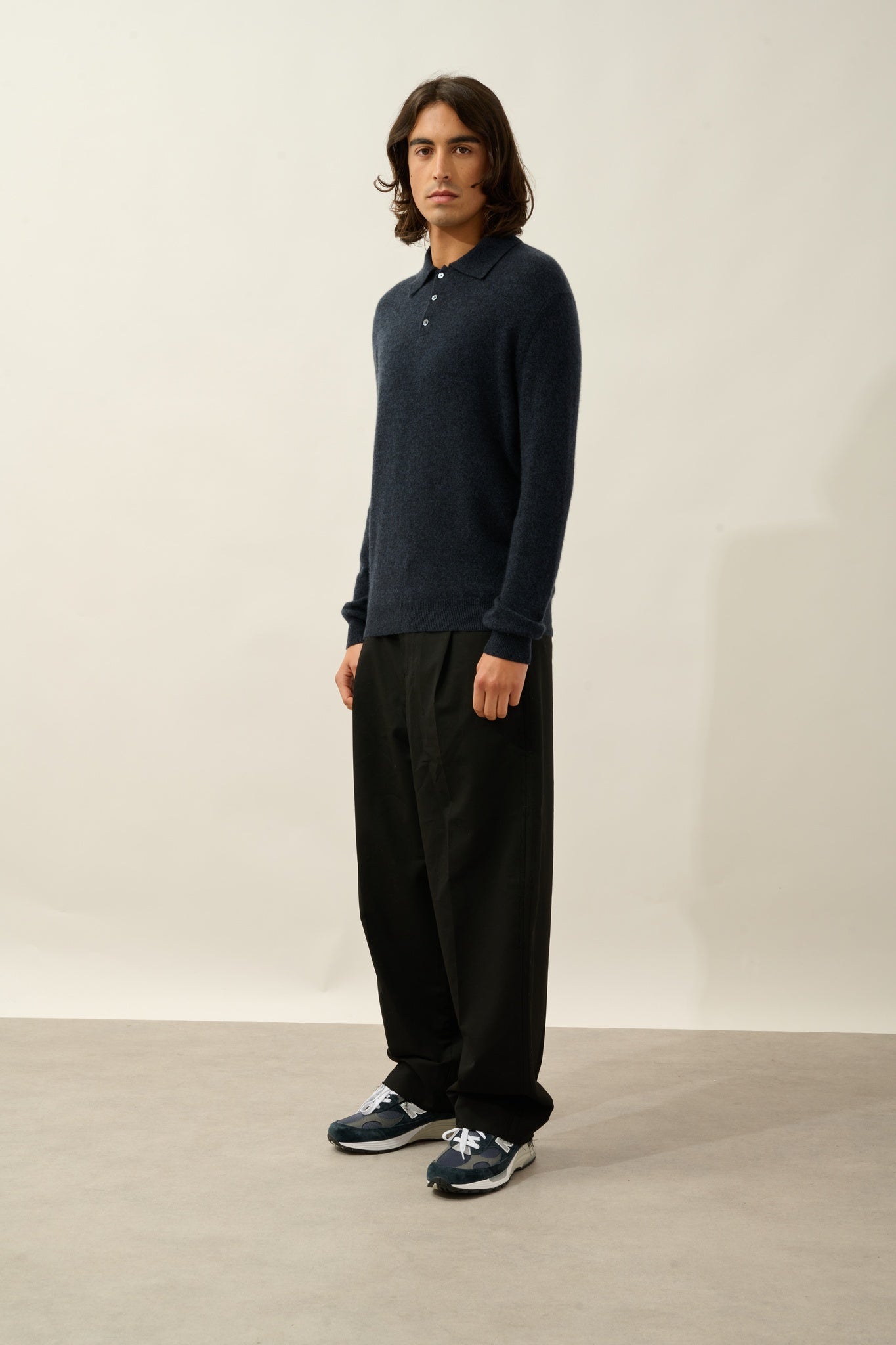 CHARVET polo manches longues caviar 100% cachemire