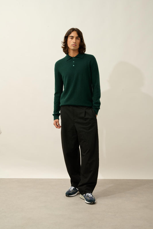 CHARVET long-sleeved polo cypress 100% cashmere