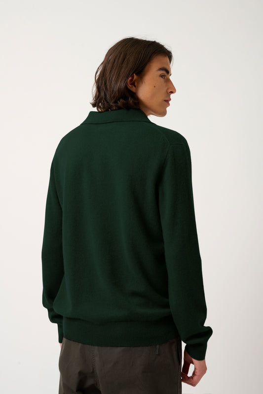 CHARVET polo manches longues cyprès 100% cachemire