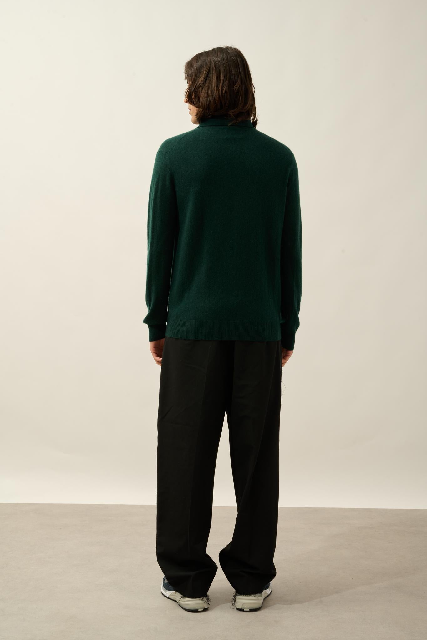 CHARVET long-sleeved polo cypress 100% cashmere