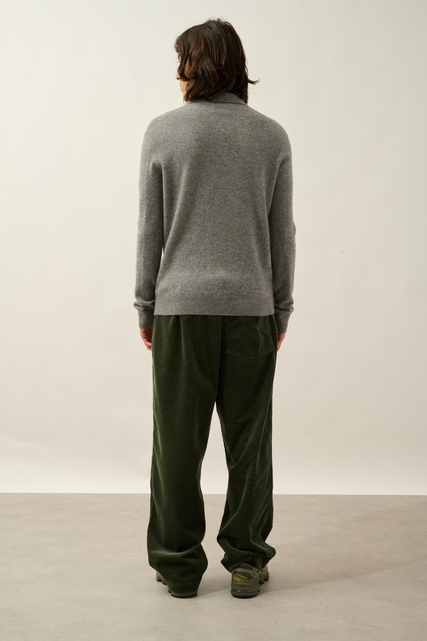 CHARVET polo manches longues flanelle chiné 100% cachemire