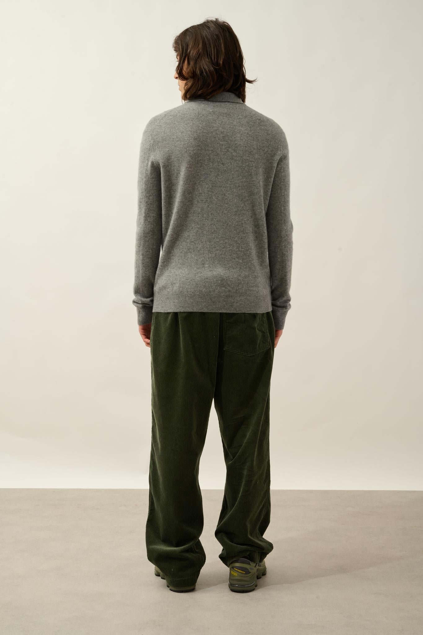 CHARVET polo manches longues flanelle chiné 100% cachemire