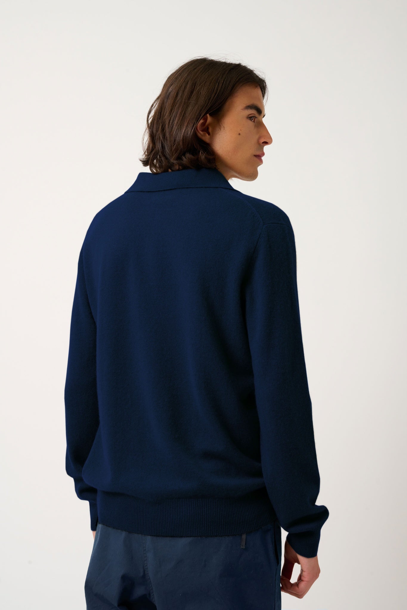 CHARVET polo manches longues minuit 100% cachemire