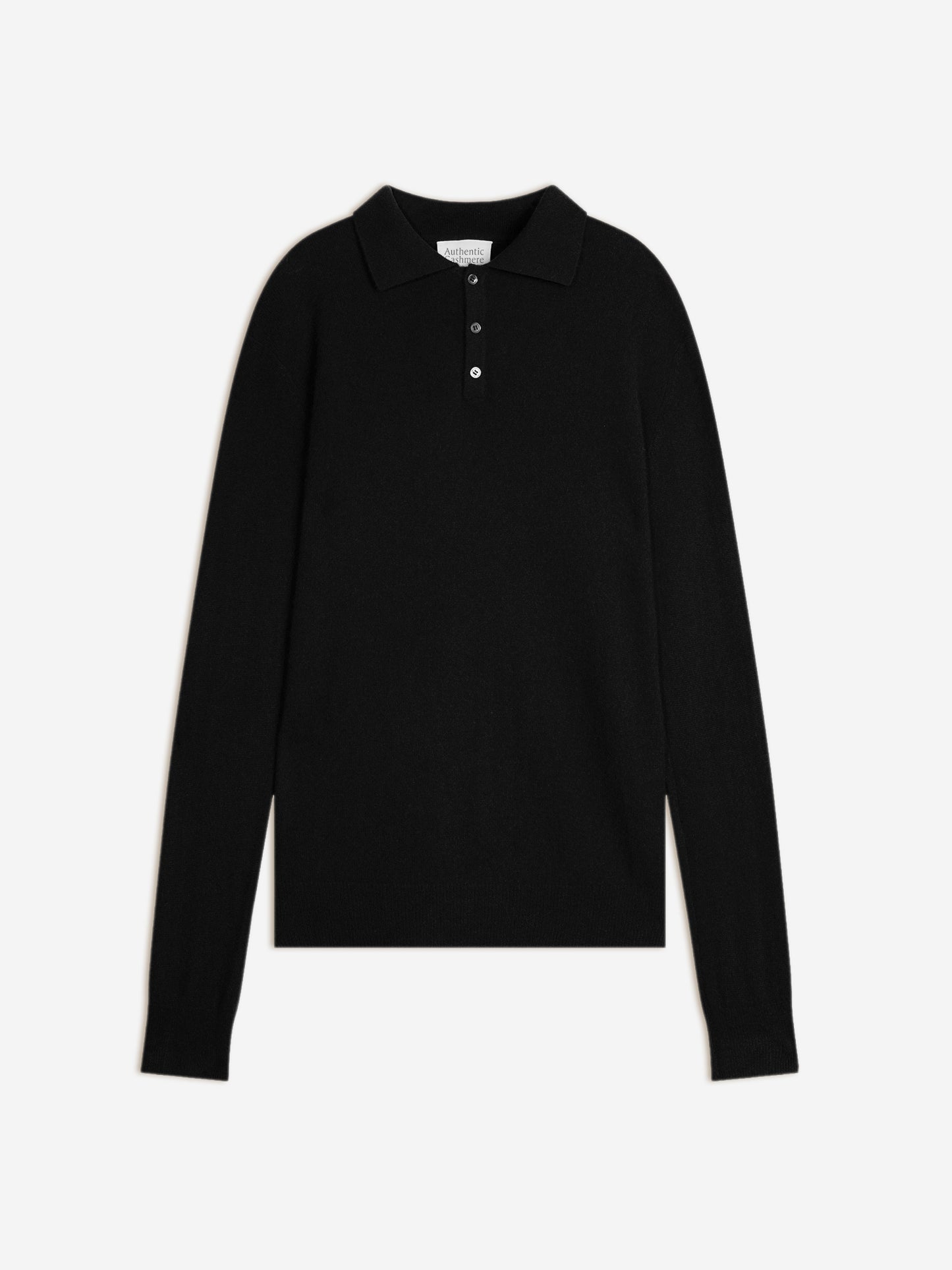 CHARVET schwarzes Langarm-Poloshirt 100 % Kaschmir