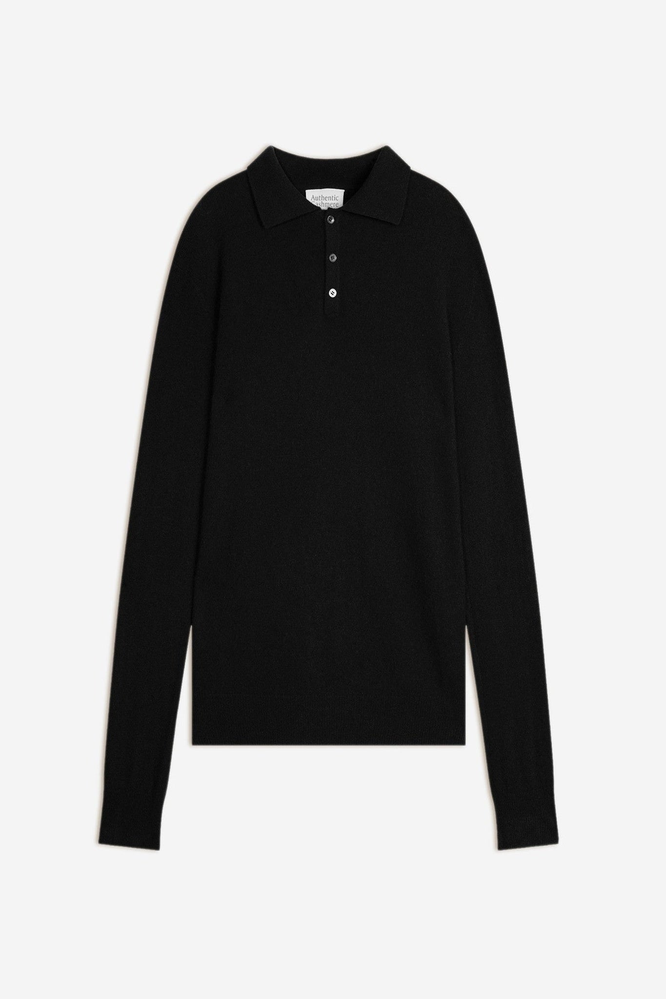 charvet polo manches longues noir 100% cachemire