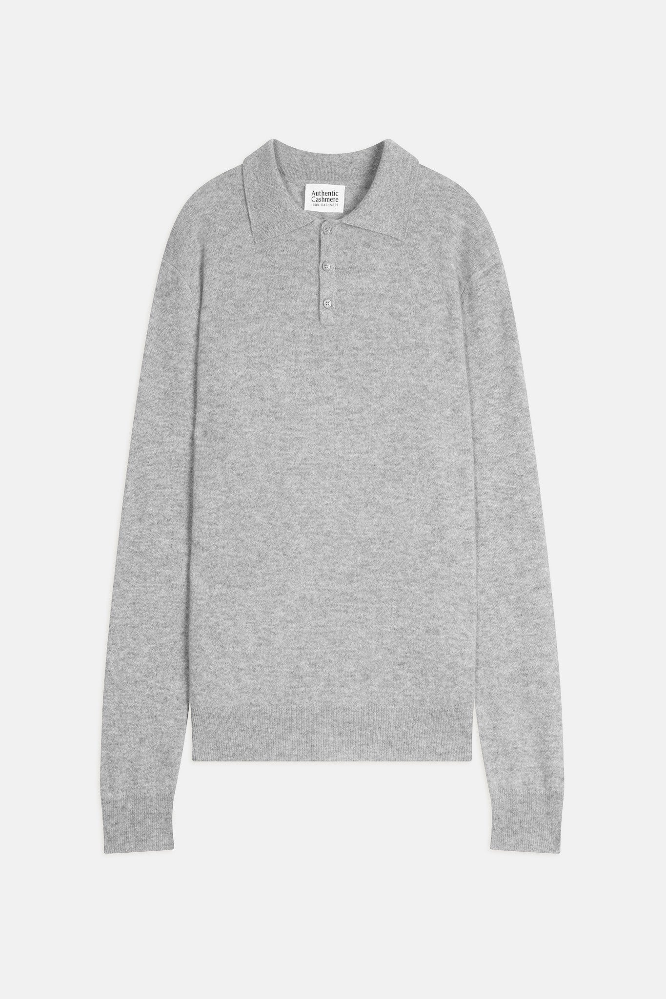 charvet polo manches longues nuage chiné 100% cachemire