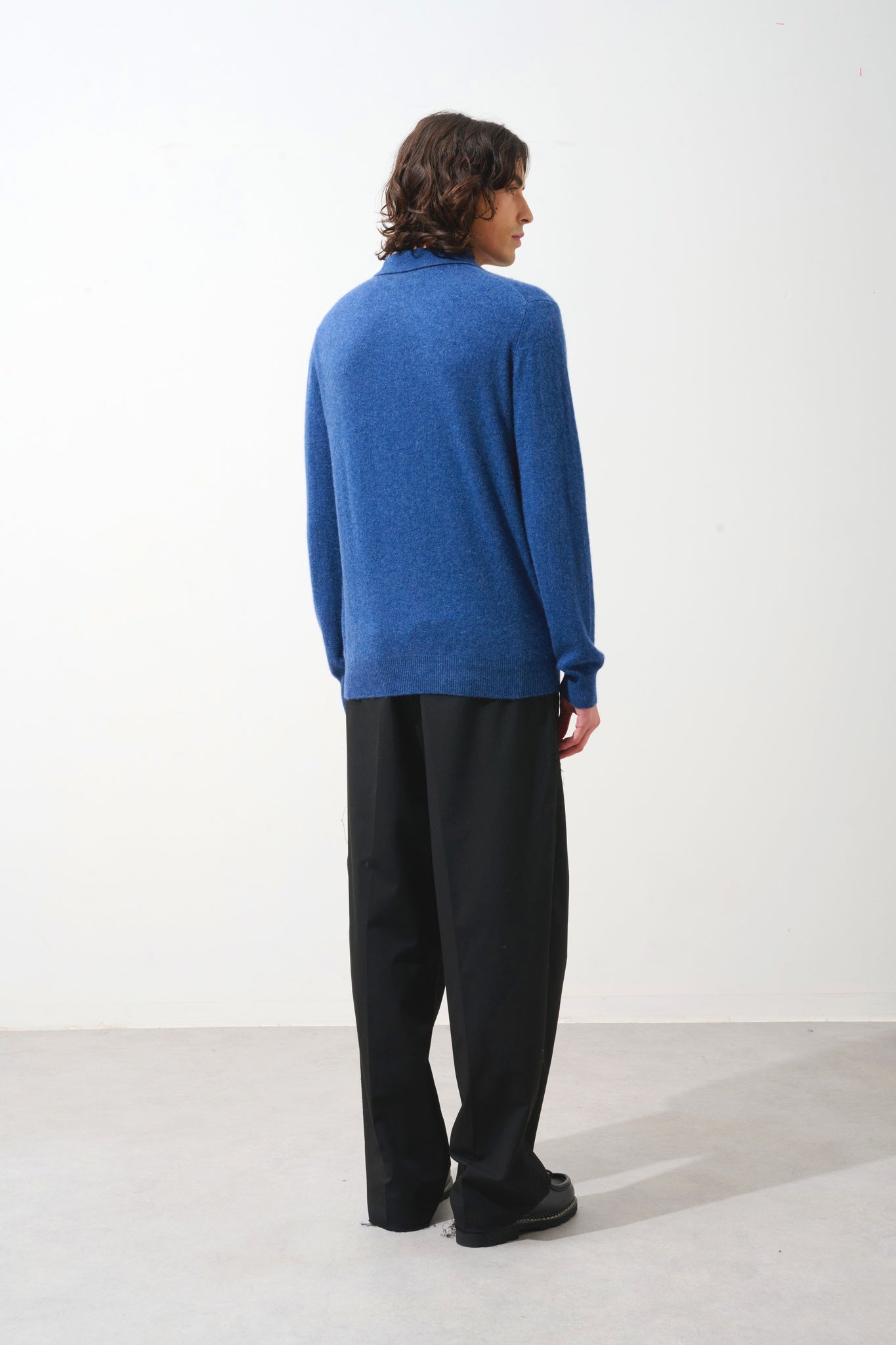 CHARVET Langarm-Poloshirt ocean meliert 100% Kaschmir