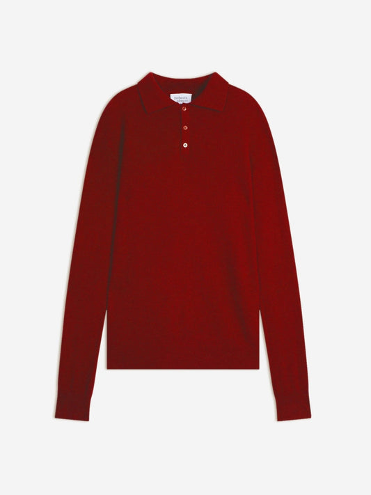 charvet polo manches longues rubis 100% cachemire