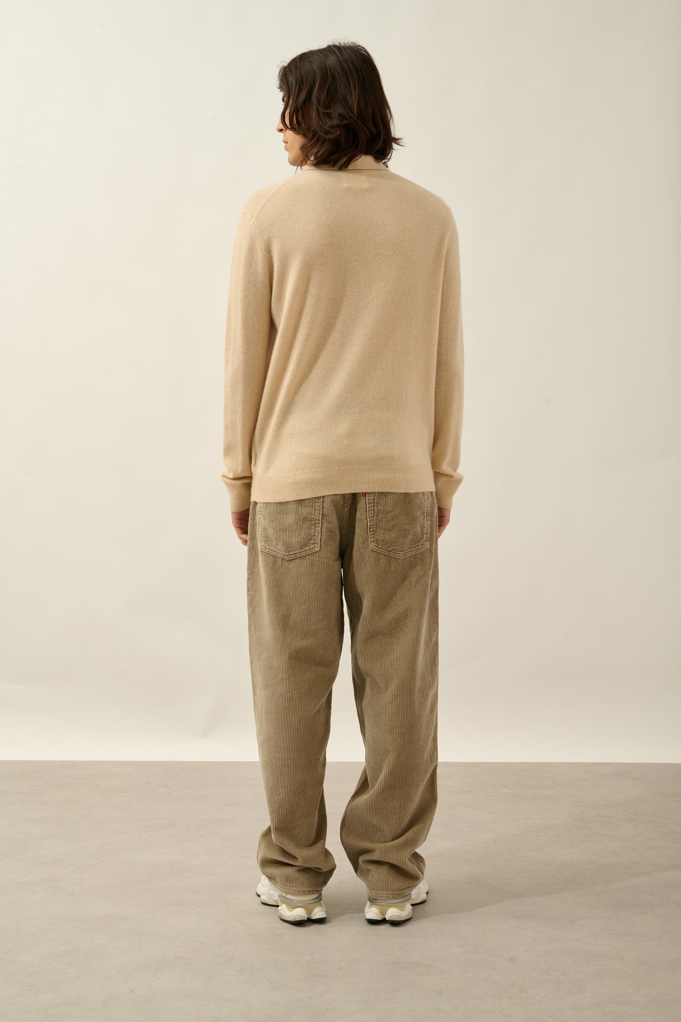 CHARVET polo manches longues sable 100% cachemire