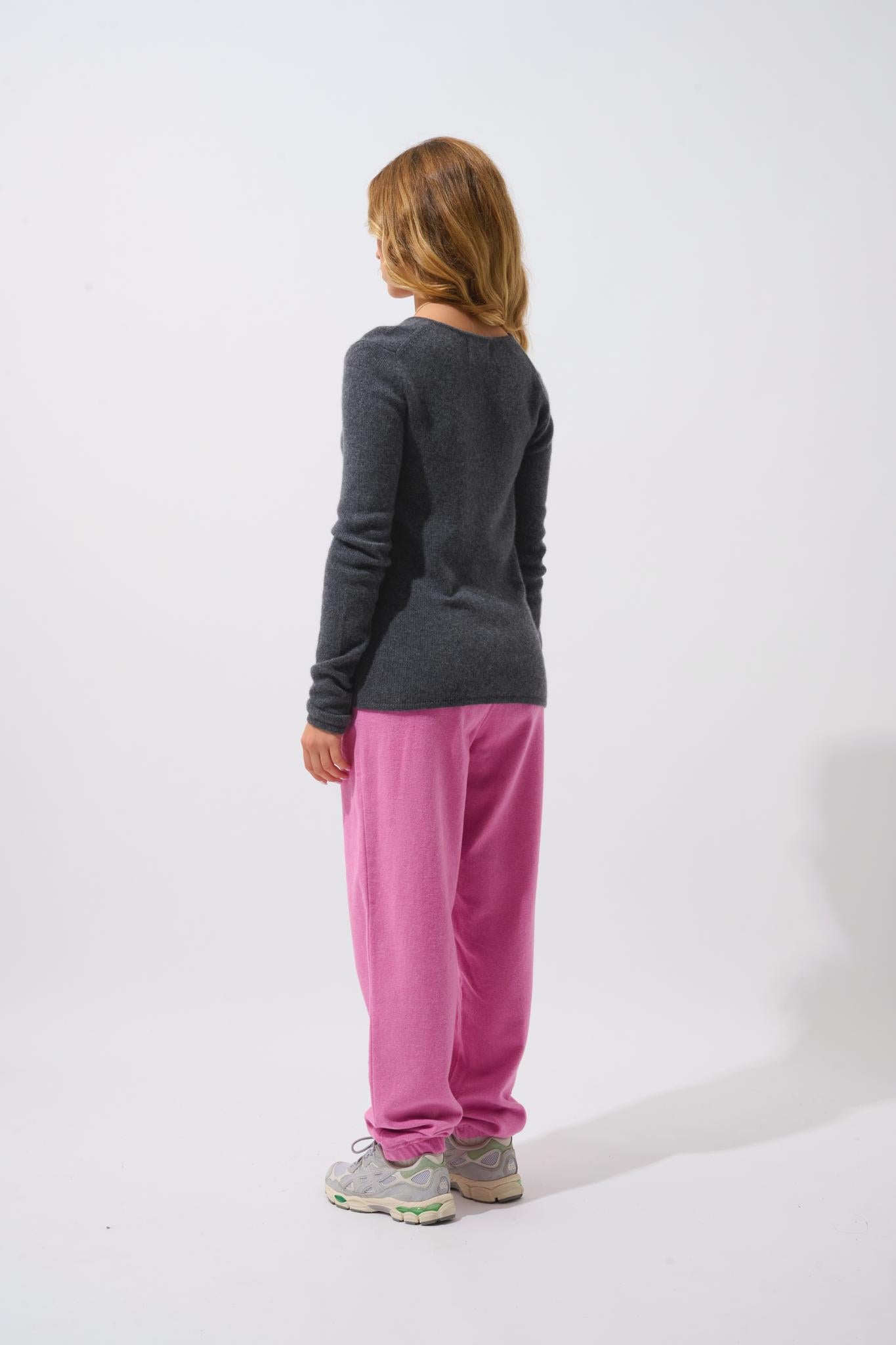 CHELSEA Pullover mit V-Ausschnitt 4 Fäden anthrazit meliert 100% Kaschmir