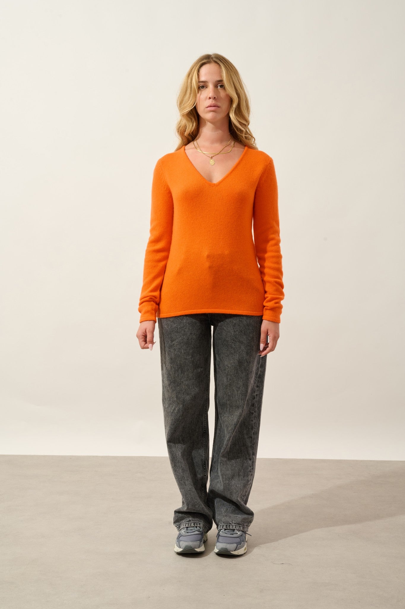 chelsea pull col v 4 fils carotte 100% cachemire